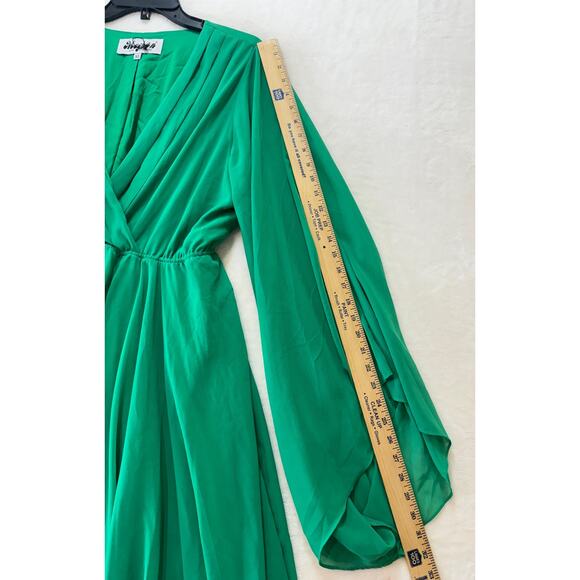 Meghan Los Angeles Sunset Dress Size XL Emerald Handkerchief Hem Kimono Sleeves - Picture 11 of 16
